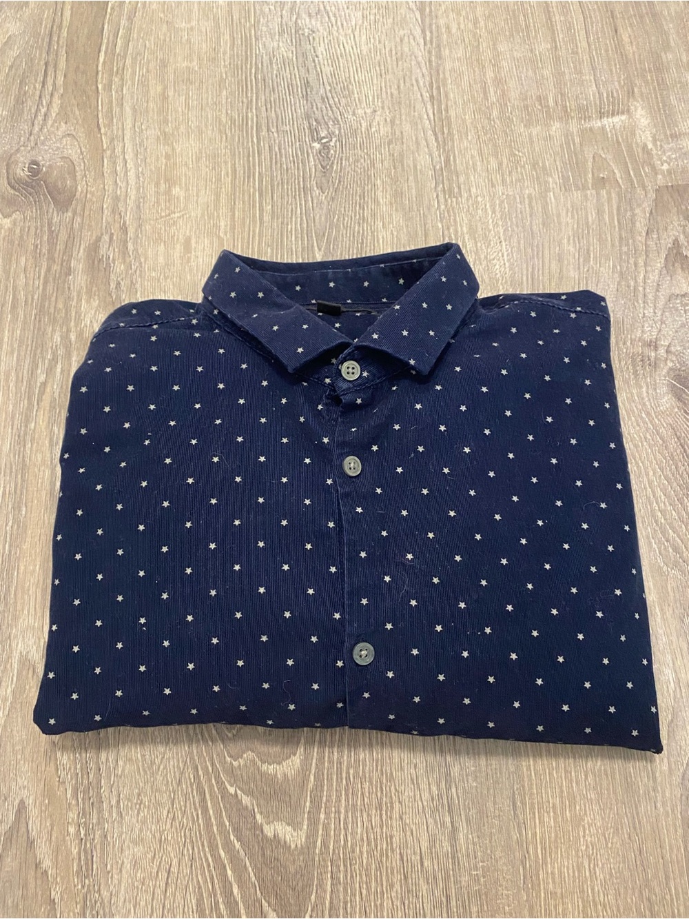 JOHN VARVATOS STAR USA Size XL Navy Cotton Star All Over Long Sleeve Shirt